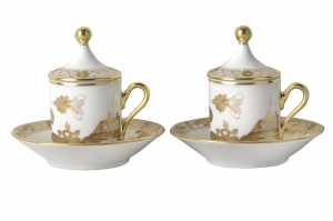 Ginori Oriente Italiano Aurum Tete a Tete Espresso Coffee Set
